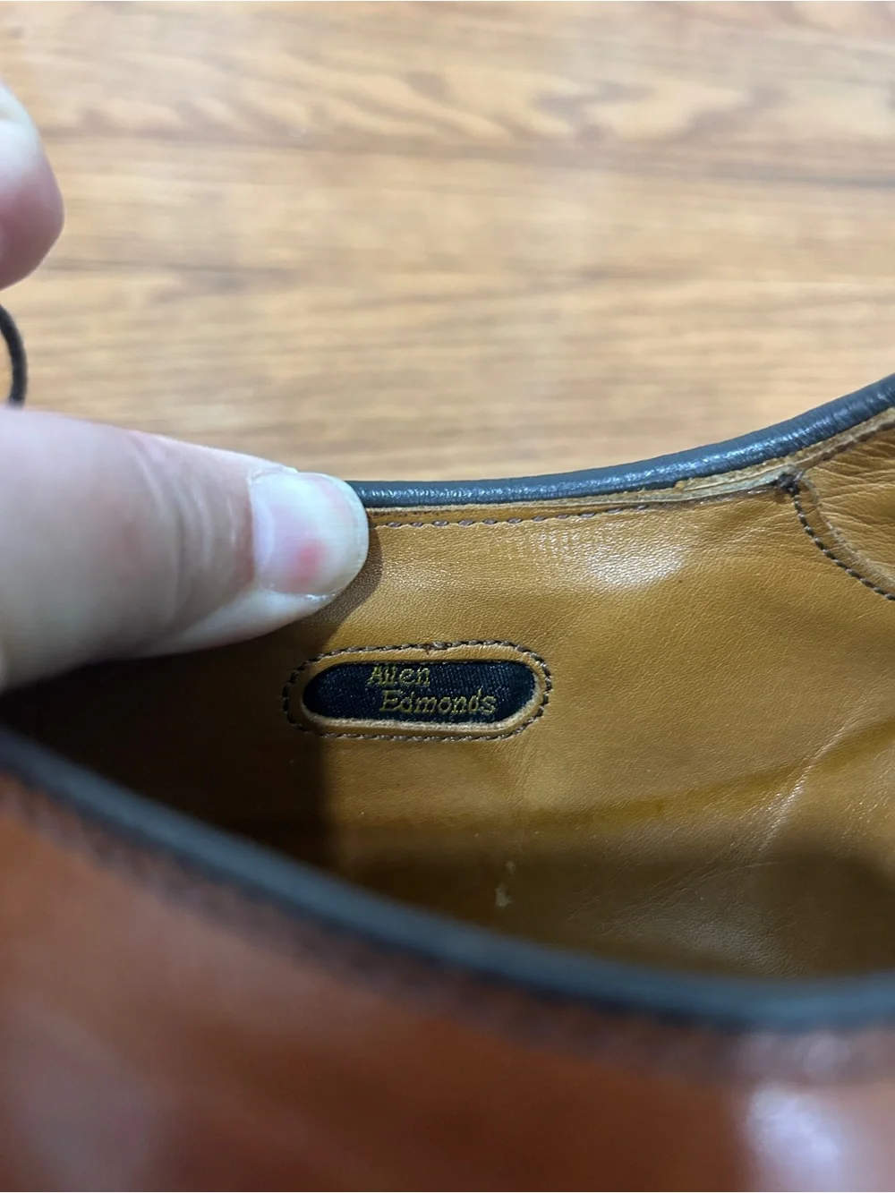 Allen Edmonds Kennett Cognac Brown Split Toe Leather Derby Shoes